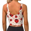 thumbnail image 3 of Haiem Red Ladybug Pattern Womens Sports Bra - U Neck Padded Low Impact Yoga Bra Workout Crop Top Gym Moisture-Wicking Workout Vest -X-Large, 3 of 9