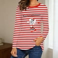 thumbnail image 2 of DHFJKG Long Sleeve T Shirt For Women Carnival Striped Graphic Tee Holiday Festival Crewneck Shirt Spring Fall Loose Fit Tunic Stylish Tops, 2 of 4