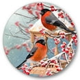 thumbnail image 2 of Designart - Two Tits Sit On A Snow-Covered Branch - Traditional Metal Circle Wall Art, 2 of 5