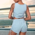 thumbnail image 3 of Moda mujer dos piezas cordón sólido sin mangas cuello redondo Crop Tank Tops y pantalones cortos conjuntos Pompotops ulkah936987, 3 of 7