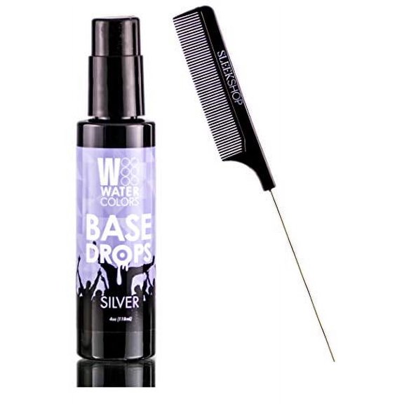 Watercolors by Tressa Color Depositing Sulfate-Free Shampoo, Haircolor (w/ Sleek Comb) Water Colors Hair Dye Maintenance Wash (BASE DROPS - Silver) (PACK OF 1)