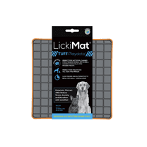 LickiMat Tuff Heavy-Duty Playdate Dog/Cat Slow Feeder Lick Mat with Food, Treats, Yogurt, Peanut Butter, Orange