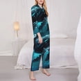 thumbnail image 3 of Pofeuu Vintage Blue Pattern Whale Print Womens Pajamas Set Long Sleeve Sleepwear Button Down Nightwear Soft Pj Lounge Sets Button Down Pajamas Women-Medium, 3 of 7