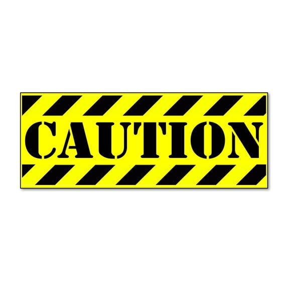 Caution Safety Alert Warning Striped Hazard Vinyl Sticker Decal 4"