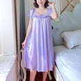 thumbnail image 2 of Hrsba Womens Solid Color Sleep Dress V Neck Short Sleeve Loose Breathable Lightweight Summer Home Sleepwear Dress, 2 of 4
