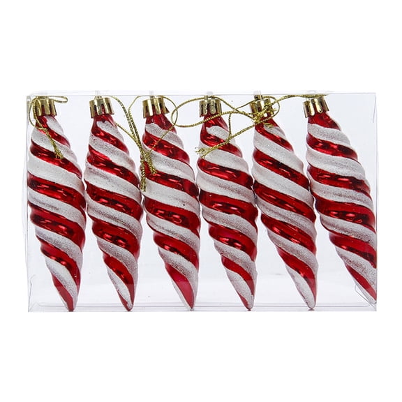WNFJR Colorful Christmas Tree Ornaments, Retro Style Holiday Decorations, Long Pointed Fruit Pendants, Festive Accessories 6 Pack Set