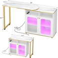 thumbnail image 5 of Homieasy Wine Cabinet with Charging Station and LED Light, Rotating Wine Rack Table for Liquor with Glass Holder and Wine Rack Storage, Freestanding Floor Coffee Bar Cabinet for Kitchen, White, 5 of 8