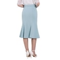 thumbnail image 4 of Falda de cola de pez elegante para mujer Inspire Chic, con cintura alta y cinturón, falda midi de sirena M azul claro, 4 of 5