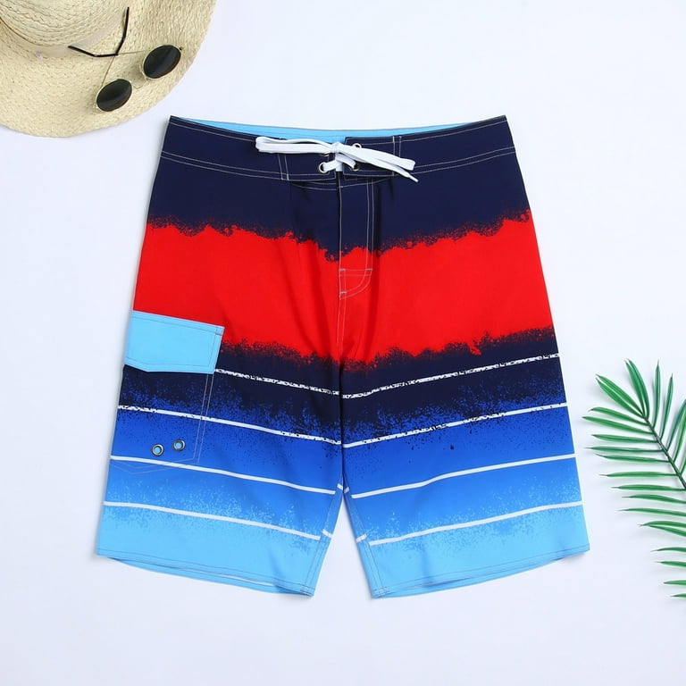 Pmuybhf Men Swim Trunks 5 inch Inseam Men's Spring and Summer Leisure Suit Waist Adjustable Drawstring Liner Waterproof Pocket Swimming Trunks Swim