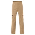 thumbnail image 4 of NinXxx Men's Versatile All Season Cargo Zipper Button Hem Solid Plus Size Outdoor Trousers Coffee XL, 4 of 6