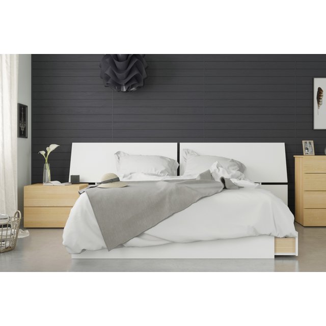 Ogilvi Ensemble de Chambre 3 Pcs Taille Queen Érable Naturel et Blanc