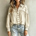 thumbnail image 4 of NTACZA Blouson 2026 Fashion Tops for Women Pleated Back Striped Button Down Collared Long Sleeve Work Relaxed Fit Shirts M, 4 of 9