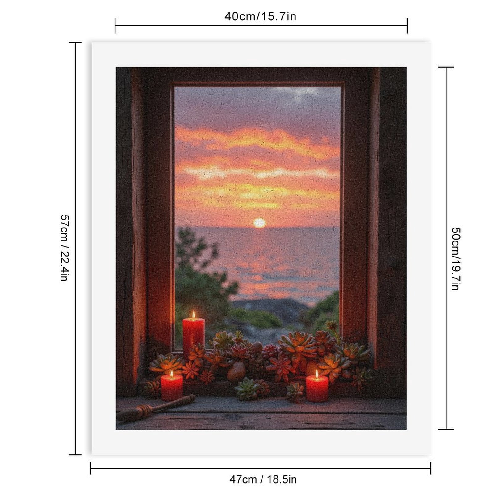 Paint By Numbers Kit for Adults Beginner - DIY Sunset Window Candles Succulents Canvas Painting Kits for Adults, Frameless Paint By Number for Adults for Home Wall Decor 16x20 Inch