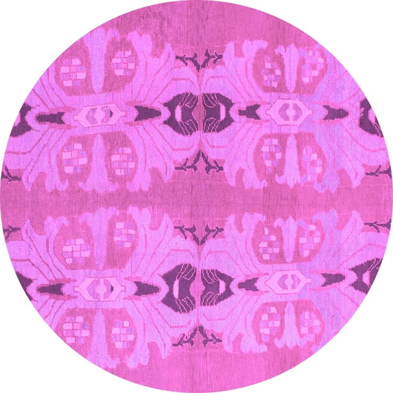Ahgly Company Indoor Round Abstract Purple Modern Area Rugs, 4' Round