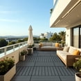 thumbnail image 6 of 24 Pcs 2*1 Ft Patio Deck Tiles, Interlocking Waterproof Decking Floor Tiles for Porch, Poolside, Balcony, Backyard, Dark Gray, 6 of 7