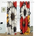 thumbnail image 2 of Red White and Yellow Daisies Blackout Curtains for Living Room Bedroom 55W x 72/84L Insulated Window Drapes 2 Panels, 2 of 6