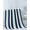 thumbnail image 3 of Aqua Navy Blue Striped Towel Set of 3, Soft Microfiber Bath Towels, Hand Towel, Washcloths, Modern Abstract Lines Geometric Quick-Dry Absorbent Towels for Bathroom Kitchen Hotel Beach Gym Spa, 3 of 7