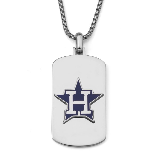 MLB License Stainless Steel Houston Astros Dog Tag Logo Pendant, 22