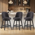 thumbnail image 4 of AFO 26" Upholstered Swivel Counter Height Bar Stools Set of 4, Modern Faux Leather Bar Chairs with Solid Wood Frame, Suitable for 35"-39" Table, For Kitchen Island Dining Room Pub Restaurant, Black, 4 of 12