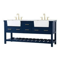 Elegant Decor Clement 72" Aluminum MDF Double Bathroom Vanity in Blue