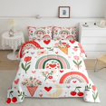 thumbnail image 2 of Manfei Valentine Rainbow Full Size Comforter Sets, Cherry Tulip Flower Bedding Comforter Set, White Red Green, Polkadot Reversible, 3-Piece, 1 Comforter and 2 Pillowcases, 2 of 7