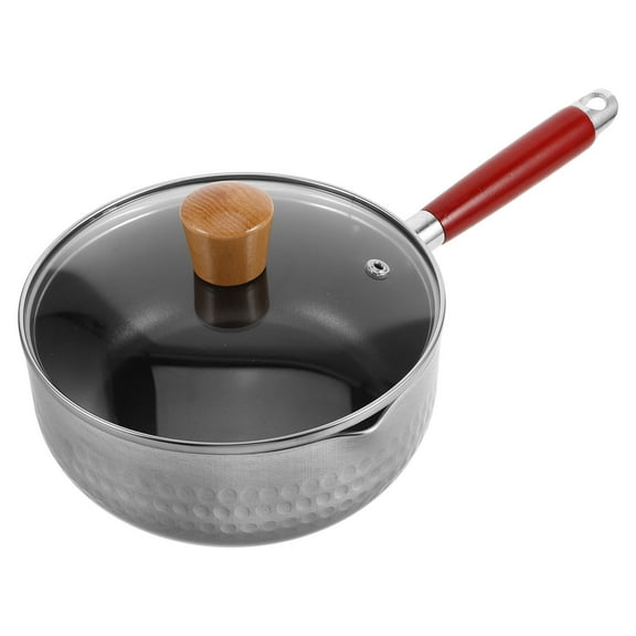 EXHUMKY Small Non-Stick Saucepan Set with Pour Spout, Easy to Clean, White, Ideal for Cooking and Sauces