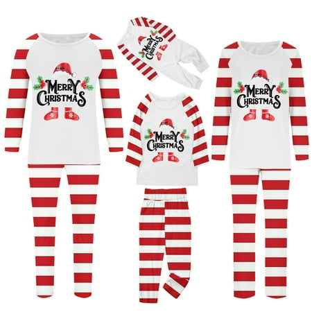 

DODADAWANJ Matching Christmas Pajamas for Family Holiday PJs for Baby 2 Piece Vacation Trendy Merry Christmas Printed Loungewear Sleepwear Sets