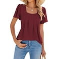 thumbnail image 4 of ZXSXSY Women's Square Neck Ruffle Short Sleeves Dressy Blouse, 4 of 4