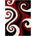 thumbnail image 2 of HR HANDCRAFT RUGS, Lava shag Rug 5X7 for Living Room Decor 2021 Rug Trends Bright Modern Swirls Pattern, 3-D Hand Curved Shaggy Rug Lava red/Black/Cream, 2 of 7