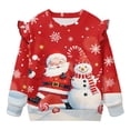 thumbnail image 6 of DISNIMO Toddler Christmas Sweatshirt Girls Snowman Santa Claus Printed Pullover Tops Comfy T-Shirts Long Sleeve Pullover Sweatshirt for Fall Winter 5-6 Years, 6 of 7