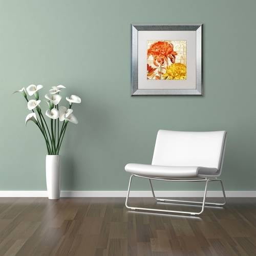 Trademark Fine Art "Chrysanthemums I" Canvas Art by Color Bakery White Matte, Silver Frame