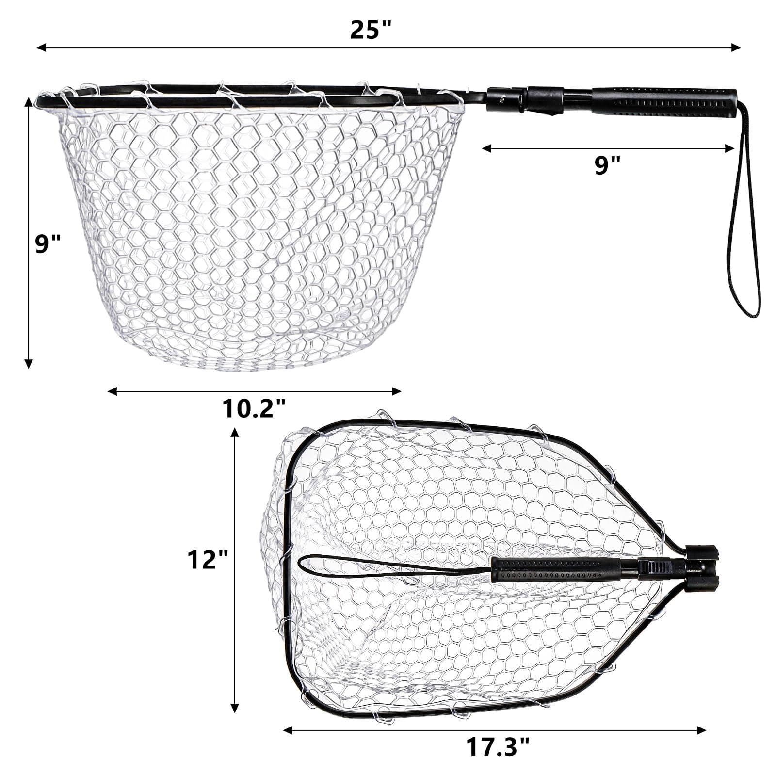 Fly Fishing Landing Net  Soft Rubber Mesh Bass Trout With Collapsible Handle And Magnetic Release Folding Catch For Freshwater Gear Accessories
