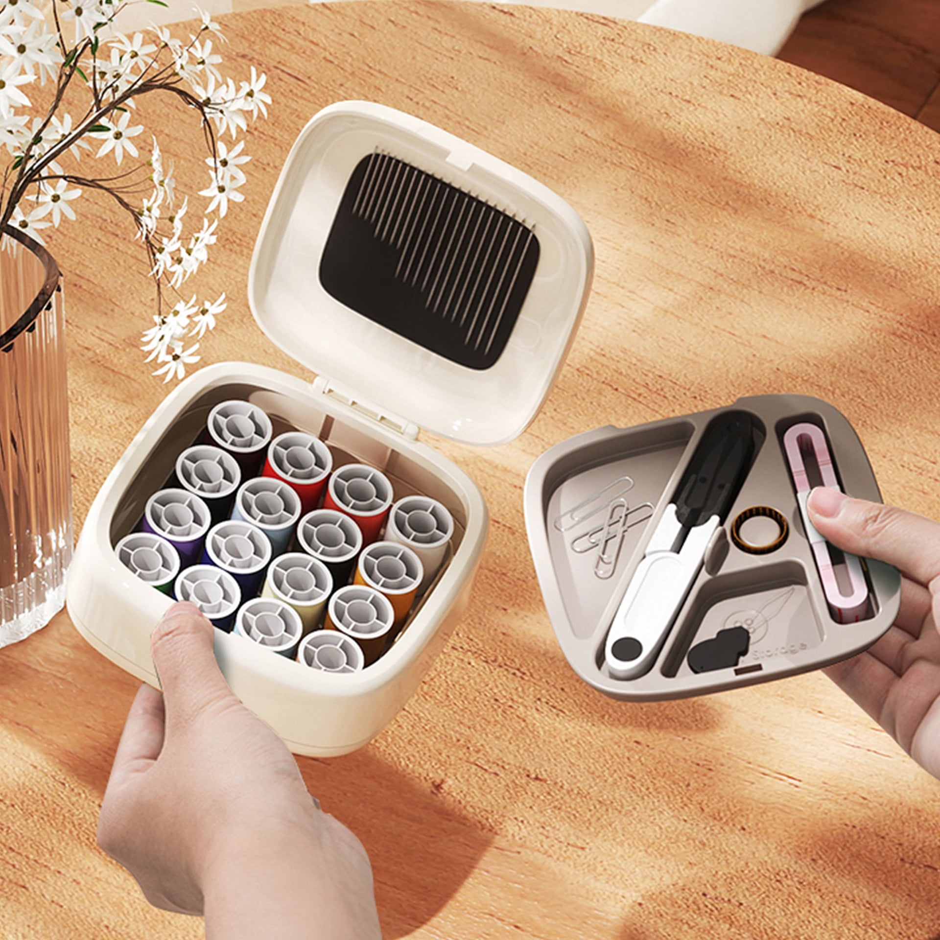 40 pcs/set Needle and Thread Kits Magnetic Sewing Tool Box Thread Needle Threader Scissors for Embroidery Craft Enthusiast