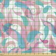thumbnail image 2 of Ambesonne Paisley Fabric by the Yard Upholstery, Hand-Drawn Abstract Flora, 1 Yard, Soft Pink and Turquoise, 2 of 5