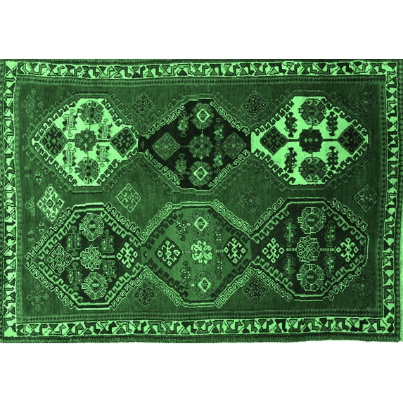 Ahgly Company Indoor Rectangle Persian Emerald Green Traditional Area Rugs, 8' x 12'