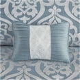 thumbnail image 4 of JERFIT King Size 8-Piece Jacquard Comforter Set, Luxury Damask Medallion Bedding Ensemble with Bed Skirt & Decorative Pillows, Aqua and Silver, All-Season Hypoallergenic Polyester, 4 of 9