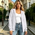 thumbnail image 5 of Women's Oversized Zip Up Hoodie Sweatshirt Casual Long Sleeve Loose Fit Pullover Streetwear Cozy Fleece Outwear Plus Size Drop Shoulder Kangaroo Pocket Winter Fall, 5 of 8