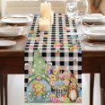 thumbnail image 3 of Table Runners 120 Inches Long Dress Scarves, Easter Gnomes Farmhouse Coffee/Dining/Kitchen Table Runner for Living Room, Spring Watercolor Bunny Tulip Black Plaid 13x120 Inch, 3 of 9