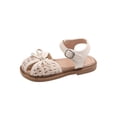 thumbnail image 2 of hengsof Girls' Woven Peep Toe Sandals Fashionable Solid Color Bow Spring Summer Beach Sandals Casual Soft Soled Princess Shoes, 2 of 7