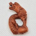 thumbnail image 6 of Hand Carved Fierce Dragon Boxwood Ojime/Netsuke Bead | 33x17x11mm | Brown | 1 Beads, 6 of 7
