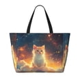 thumbnail image 2 of Daiia Starry Sky Constellation Cat Beach Travel Bag - Water-Resistant Beach Bag, Lightweight Tote with 7 Pockets for Women and Men - Gym,Pool,Camping,Reusable Grocery Bag, 2 of 7