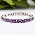 thumbnail image 2 of Amethyst Tennis Bracelet for woman 925 Silver Handmade Link Jewelry, Purple Gemstone Cuff Bracelet, February Gemstone Bracelet, Gift for Her, 2 of 3