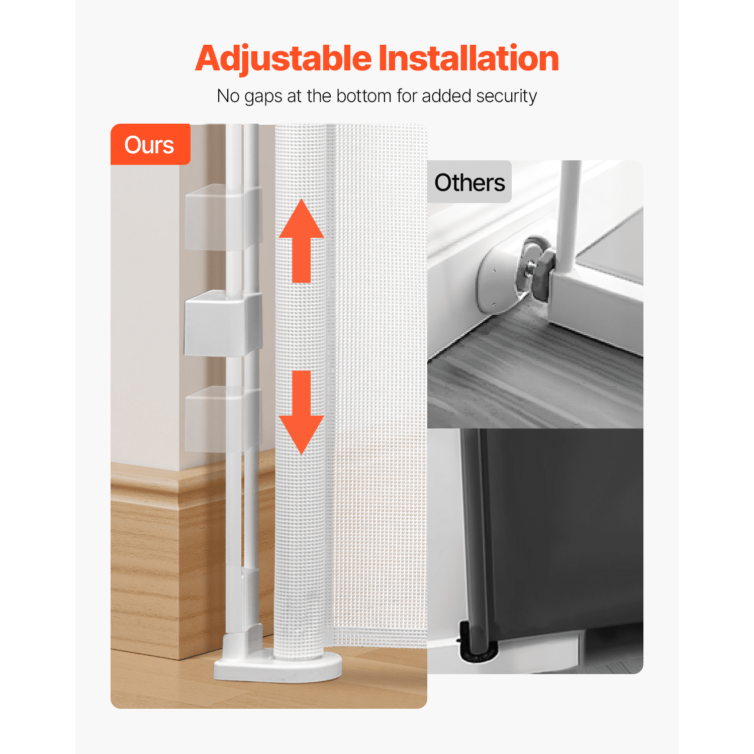 KFFKFF Retractable Baby Gate, 34-Inch Height, Expands Up to 55 Inches Wide, Mesh Barrier for Children or Pets, Simple Installation for Stairs, Doorways, Hallways, and Play Areas, White