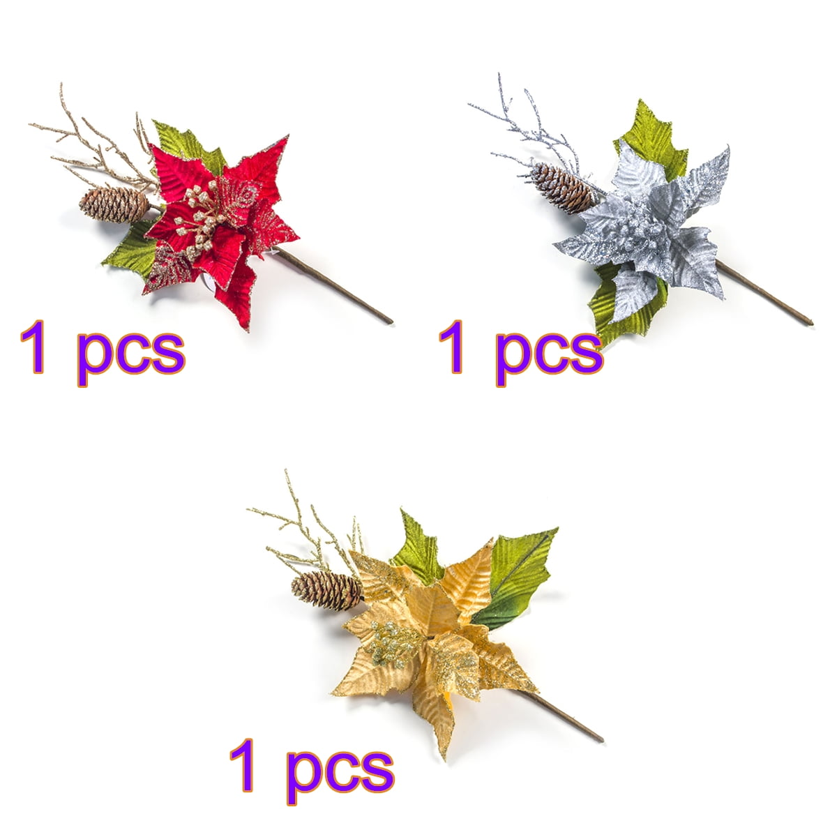 Sparkling Artificial Flower Christmas Wreath Tree Decor Xmas Gift Party