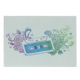 thumbnail image 1 of Hipster Cutting Board, Audio Cassette Tape with Line Art Floral Musical Old Fashion Melody Print, Decorative Tempered Glass Cutting and Serving Board, Small Size, Blue Mint Purple, by Ambesonne, 1 of 1