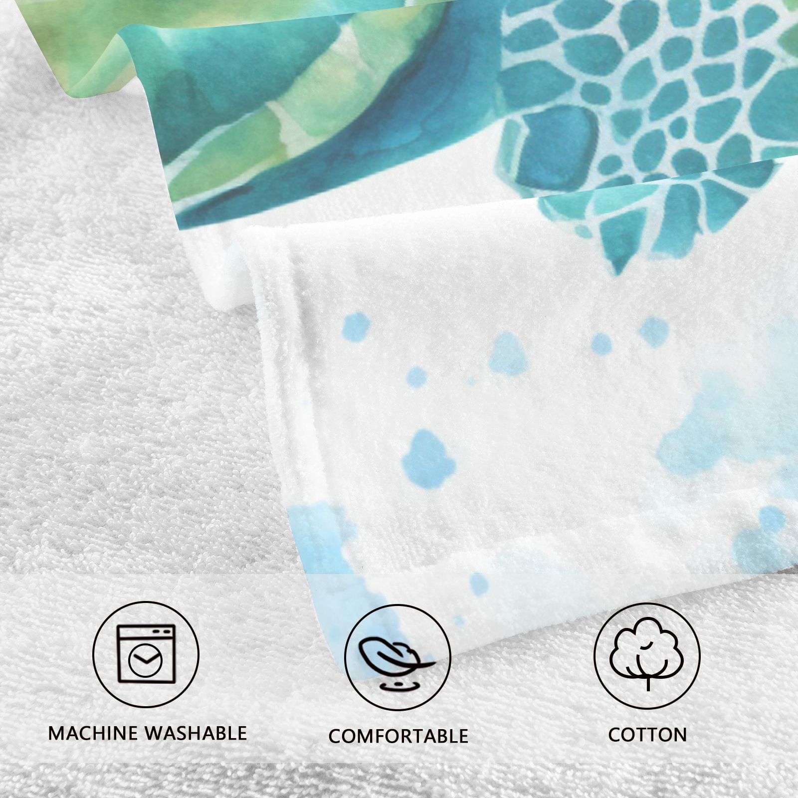 Turtles Hand Towel Bath Towels Face Towels Cotton Absorbent for Home Hotel Spa Swimming Yoga Sports Decorative Towel Set of 2