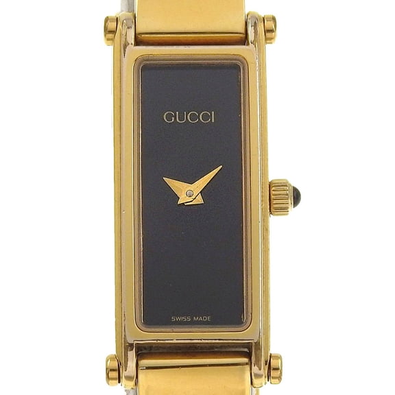 Pre-Owned Gucci GUCCI Watch 1500L Gold Plated Quartz Analog Display Black Dial Women's (Fair)