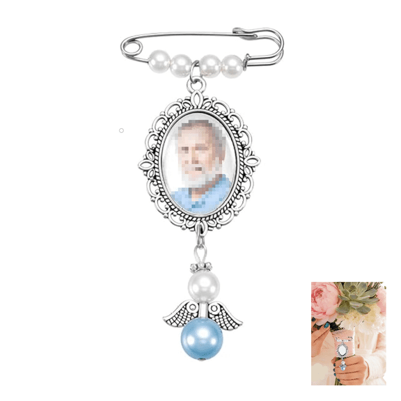Ngardk Wedding Bouquet Photo Charm, Something Blue Gift for Bride with DIY Picture Frame