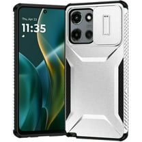 For Motorola Moto G Stylus 5G 2025 Slim Fit Shockproof Hybrid with Slide Camera Window Covering, Rugged Tpu Silicone Hard PC Bumper Cover, XPM Phone Case [Silver]