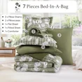 thumbnail image 3 of Amberspace Botanical Flowers Design 7-piece Bed in a Bag Comforter Set with Sheets,Olive Green,King, 3 of 8